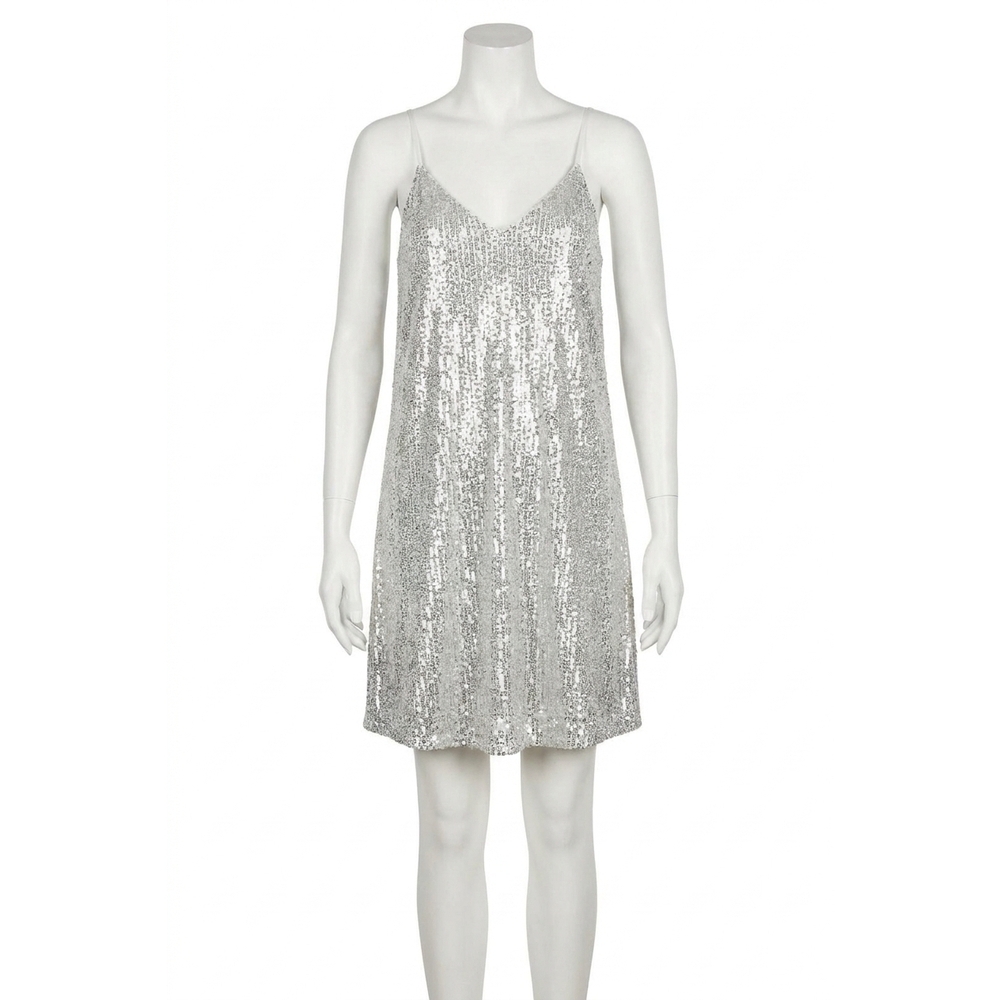 NEW ANDREE BY UNIT dream on sequin dress in silver